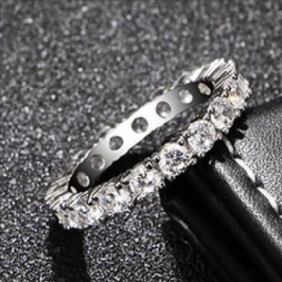 Round Cut Eternity Band/Ring in Silver - Picture 6 of 8